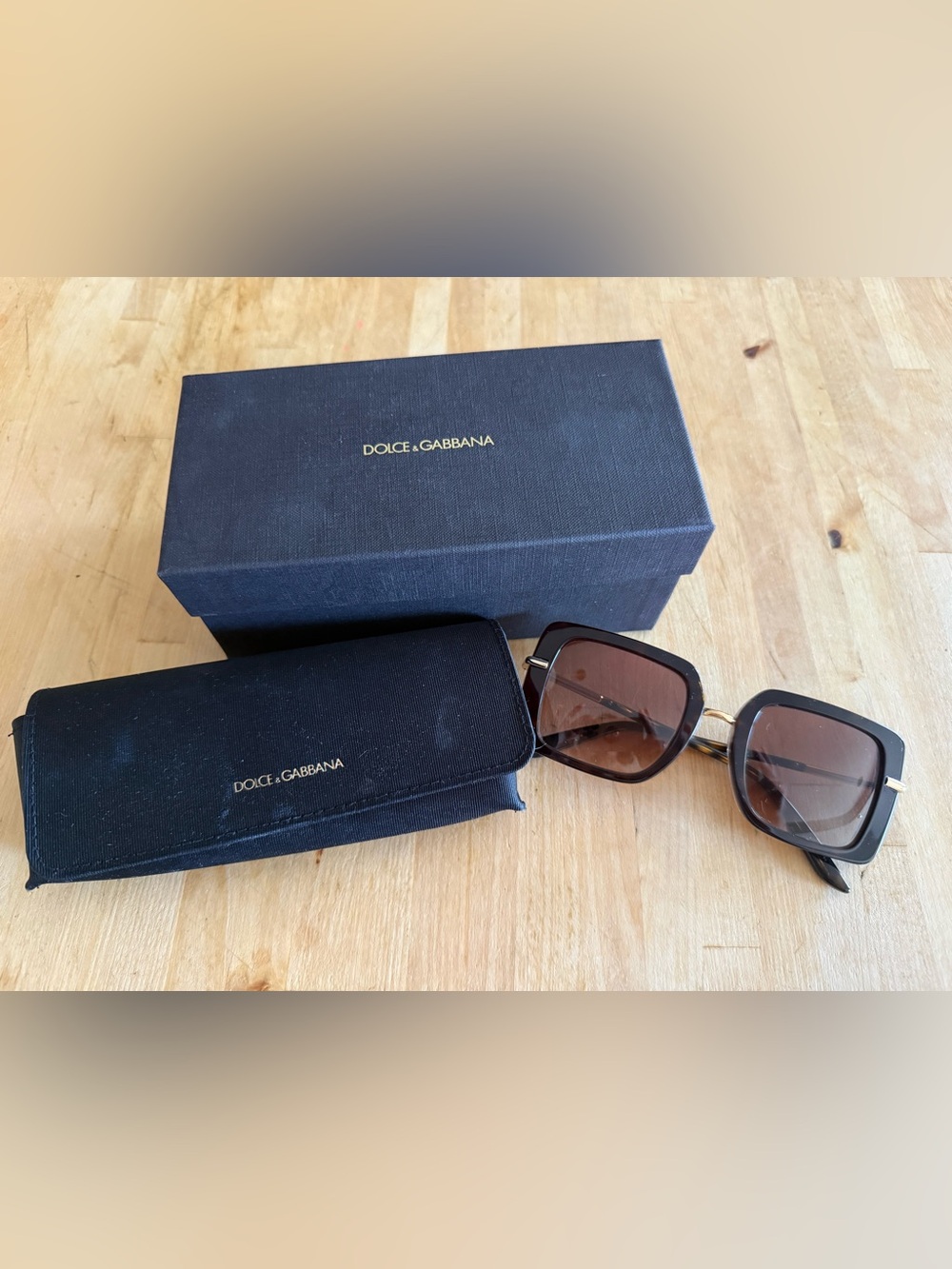 Dolce & Gabbana Dark Brown Square Sunglasses with Black Case